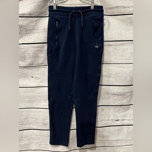 GAP Fit Youth Navy Blue Joggers Knit Stretch With Drawstring Zip Pockets XXL 14